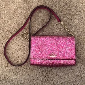 Kate spade pink sparkle crossbody purse